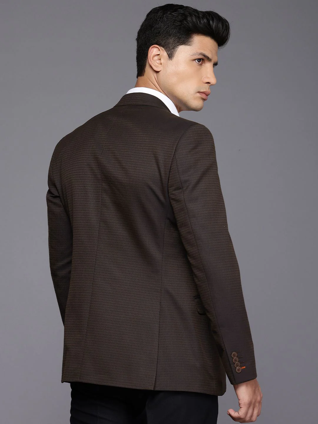 Raymond Notched Lapel Single Breasted Contemporary Fit Self Design Formal Blazers - Image 5