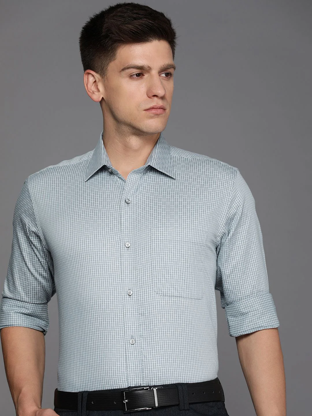 Raymond Pure Cotton Opaque Checked Formal Shirt