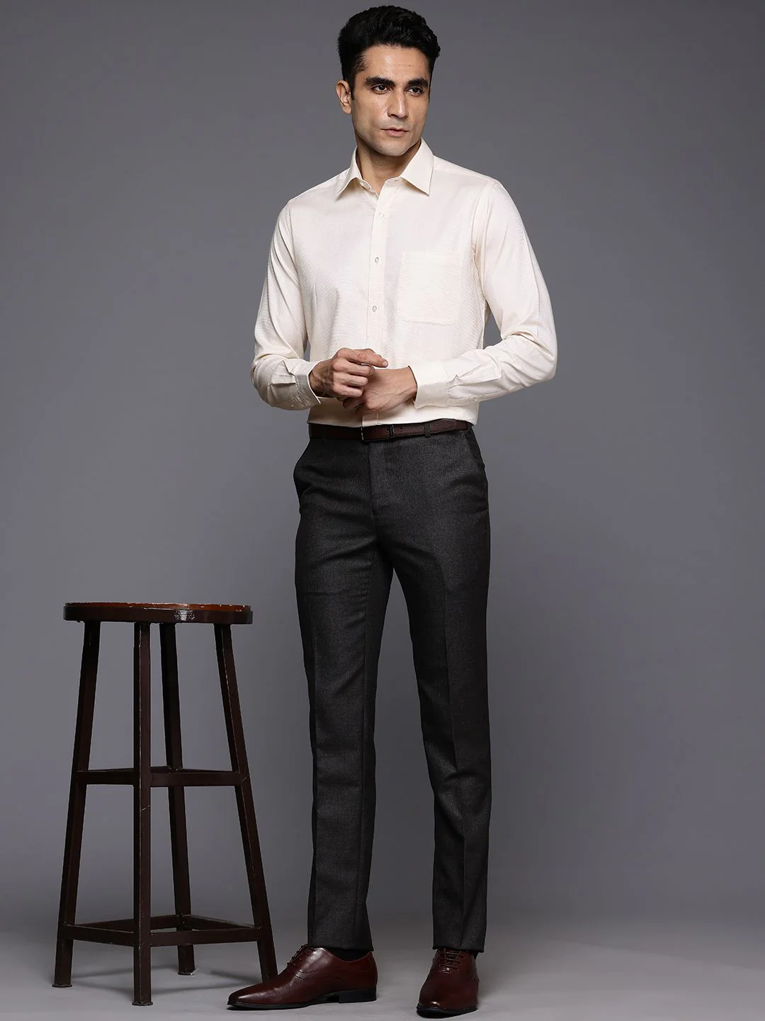 Raymond Pure Cotton Self-Design Slim Fit Formal Shirt - Image 6