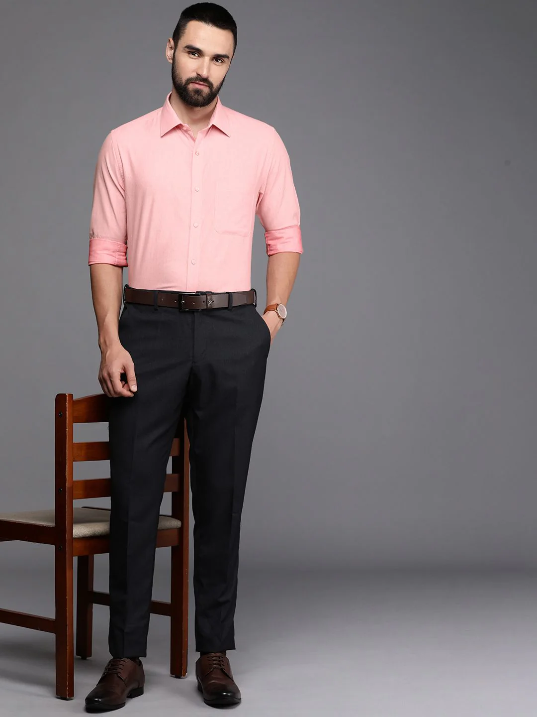 Raymond Pure Cotton Self Design Slim Fit Opaque Formal Shirt - Image 6