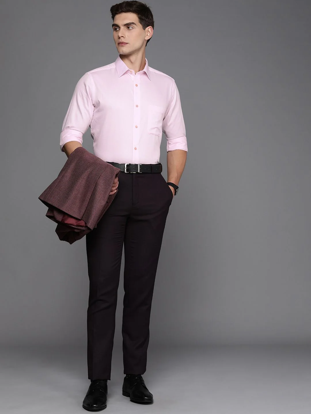 Raymond Pure Cotton Self Design Slim Fit Textured Formal Shirt - Image 6