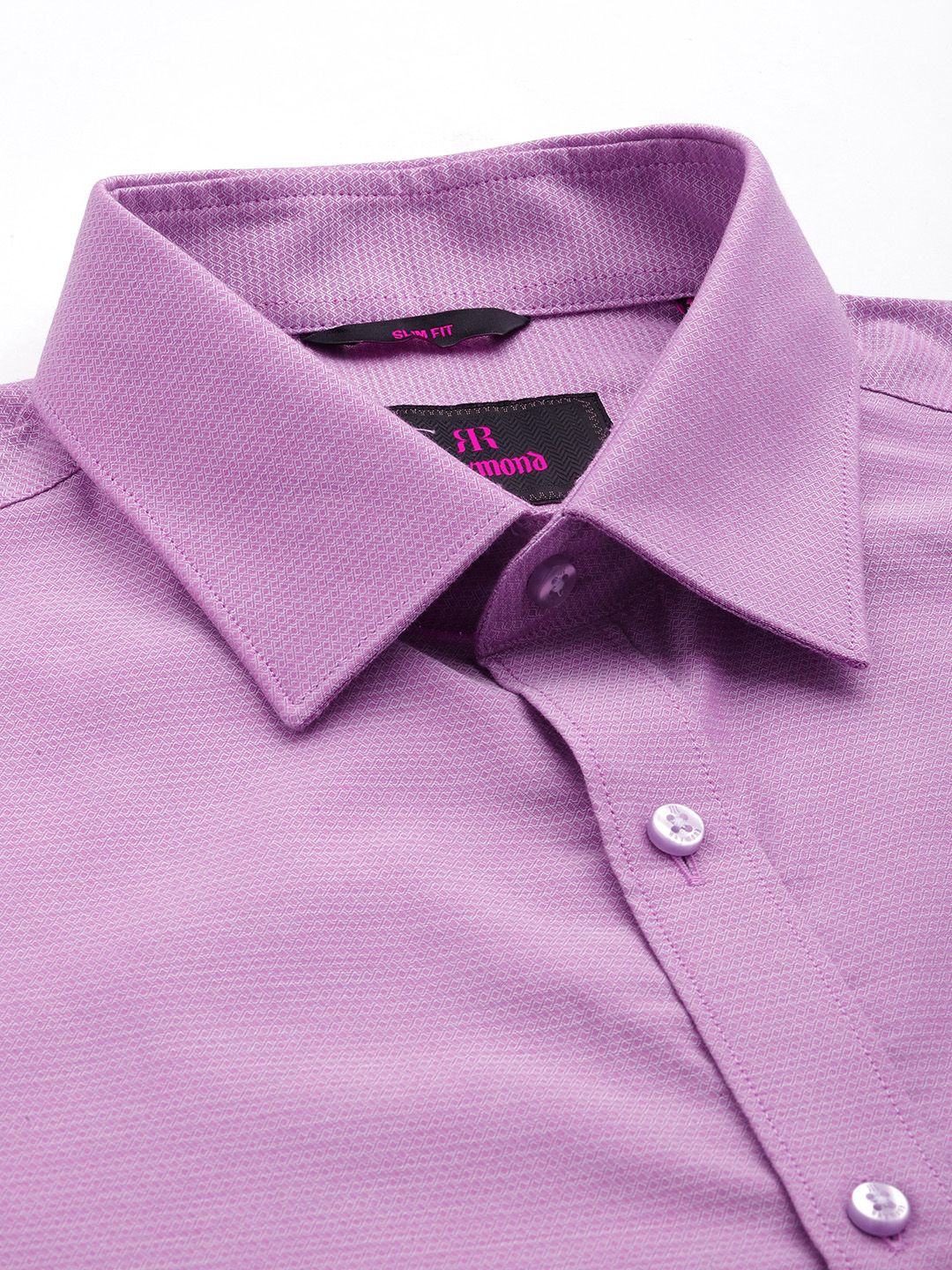 Raymond Pure Cotton Self Design Slim Fit Textured Formal Shirt - Image 2
