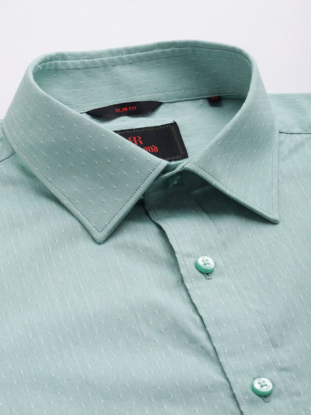 Raymond Pure Cotton Self Design Slim Fit Textured Formal Shirt - Image 2