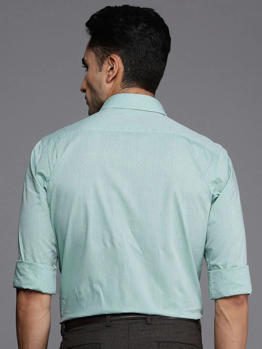 Raymond Pure Cotton Self Design Slim Fit Textured Formal Shirt - Image 4
