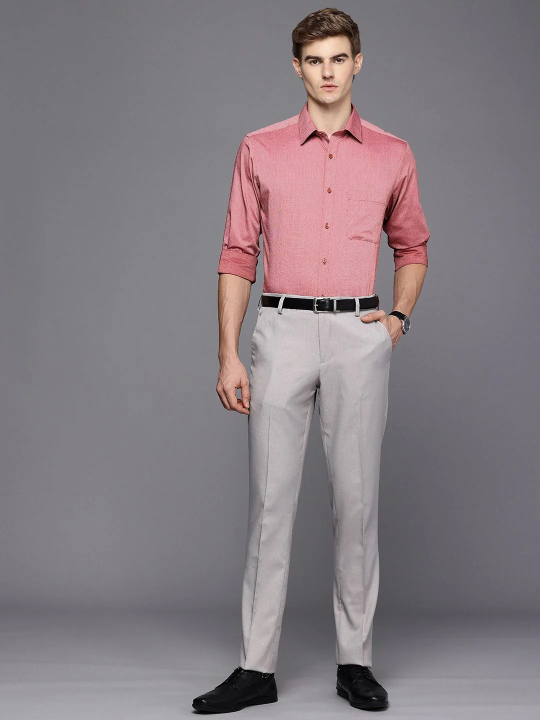 Raymond Pure Cotton Self Design Slim Fit Textured Formal Shirt - Image 6