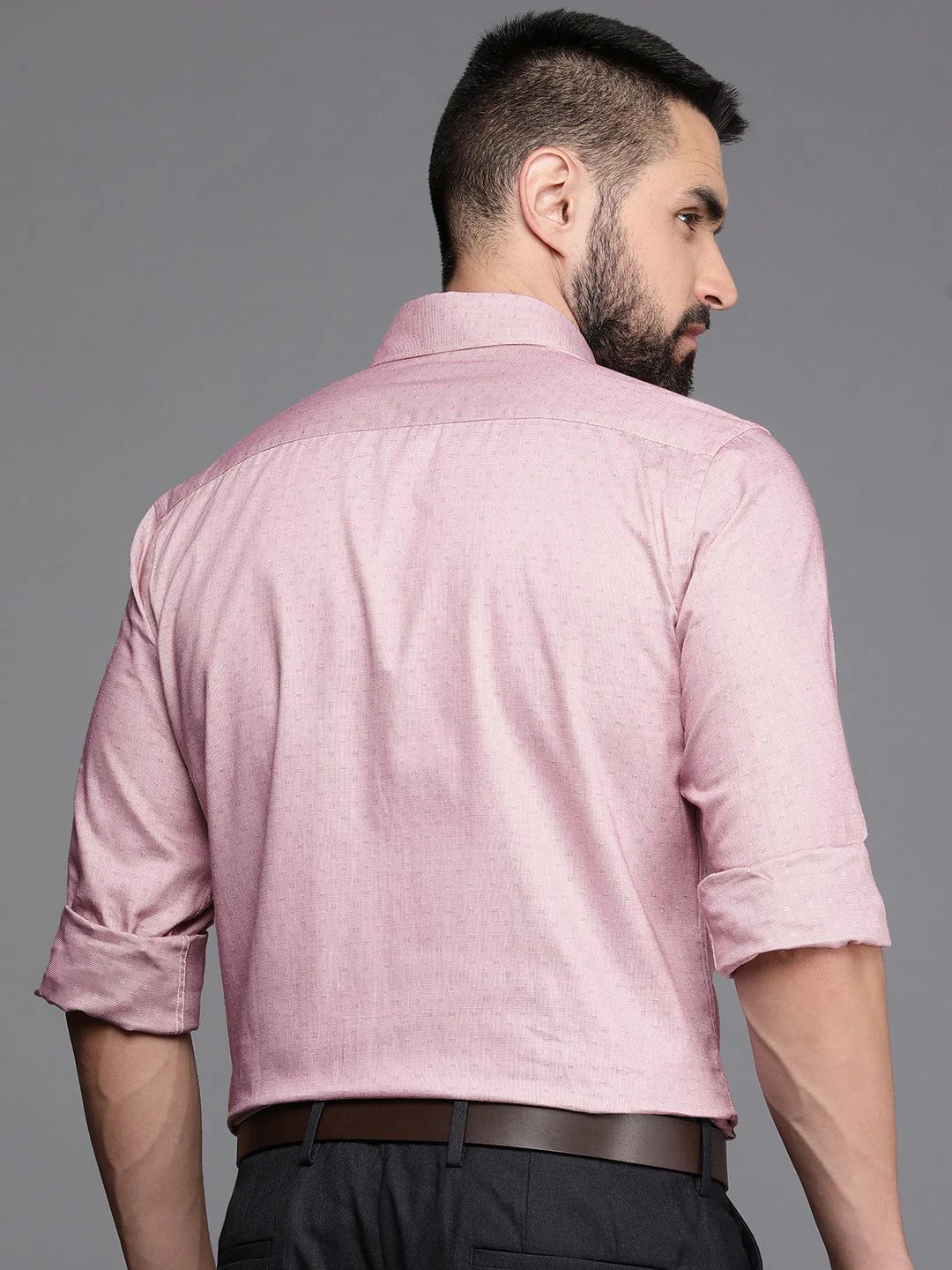 Raymond Pure Cotton Self Design Textured Slim Fit Formal Shirt - Image 4