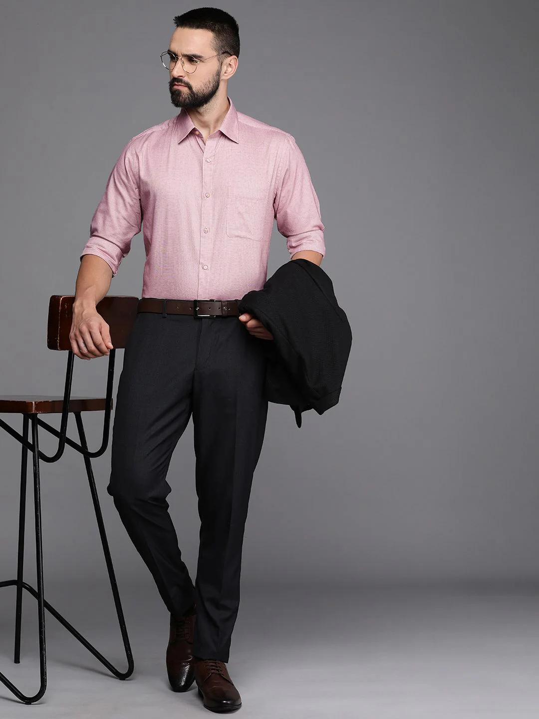 Raymond Pure Cotton Self Design Textured Slim Fit Formal Shirt - Image 6