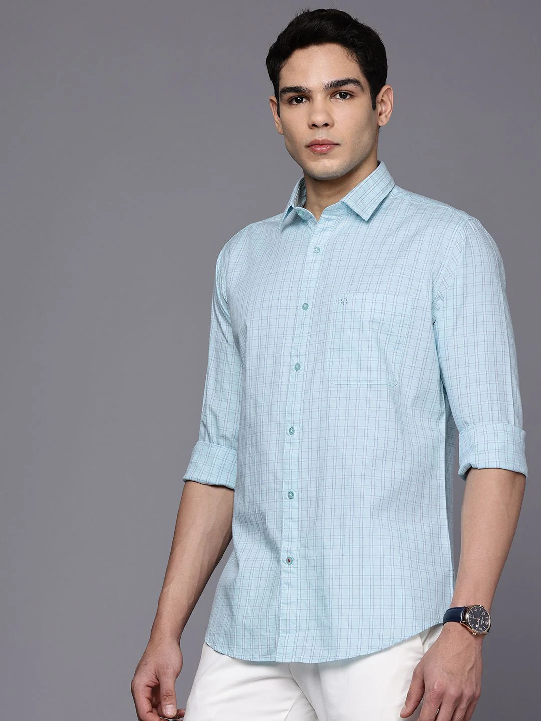 Raymond Pure Cotton Slim Fit Checked Casual Shirt - Image 5