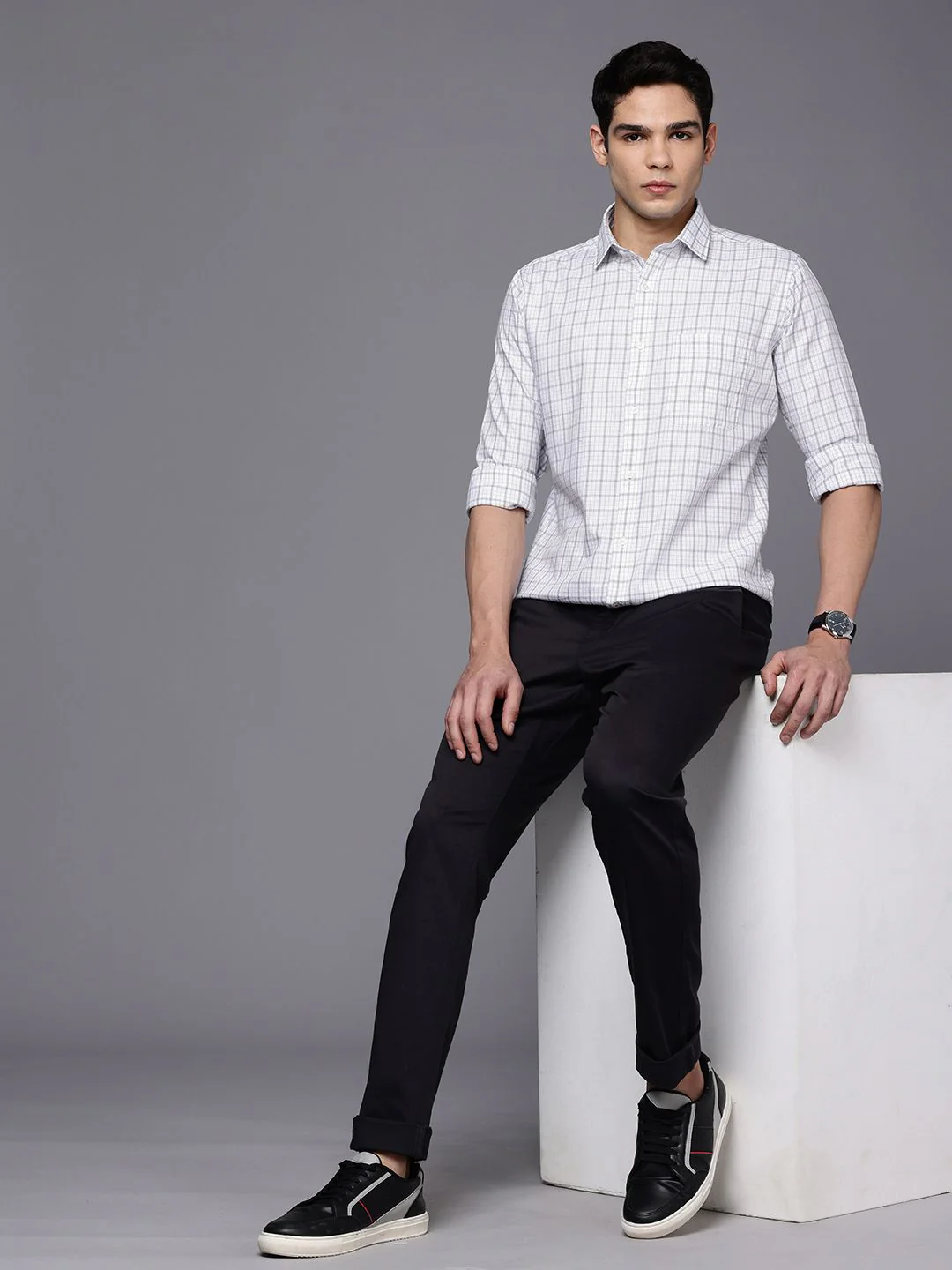Raymond Pure Cotton Slim Fit Checked Casual Shirt - Image 6