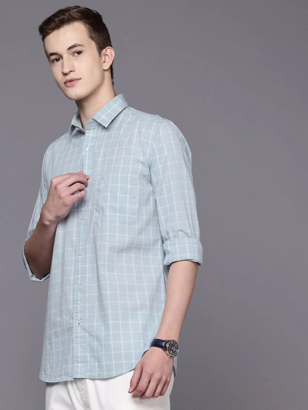 Raymond Pure Cotton Slim Fit Checked Casual Shirt - Image 5
