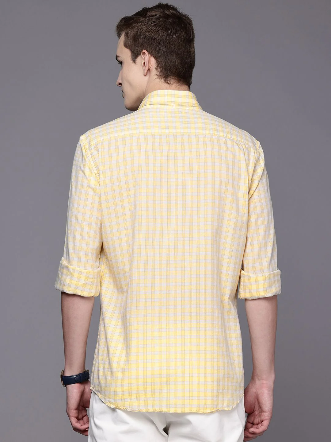 Raymond Pure Cotton Slim Fit Checked Casual Shirt - Image 4