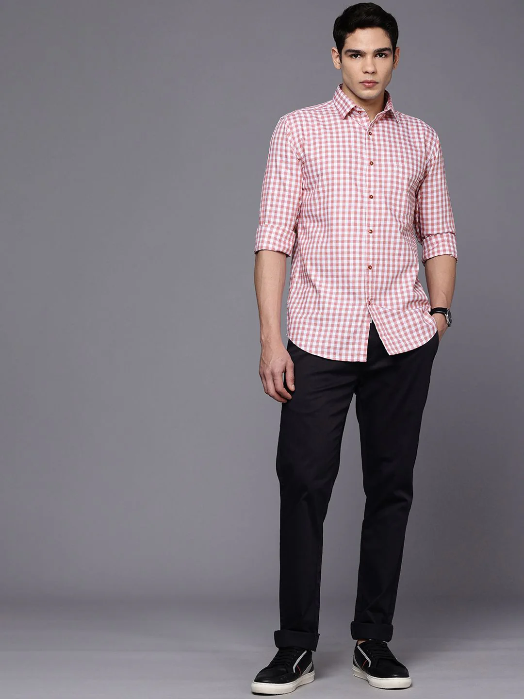 Raymond Pure Cotton Slim Fit Checked Casual Shirt - Image 6