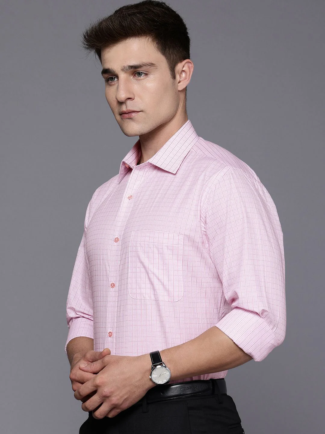 Raymond Pure Cotton Slim Fit Checked Formal Shirt - Image 5
