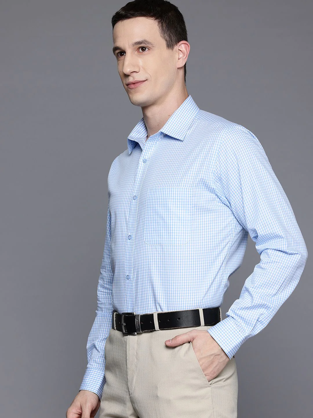 Raymond Pure Cotton Slim Fit Checked Formal Shirt - Image 5