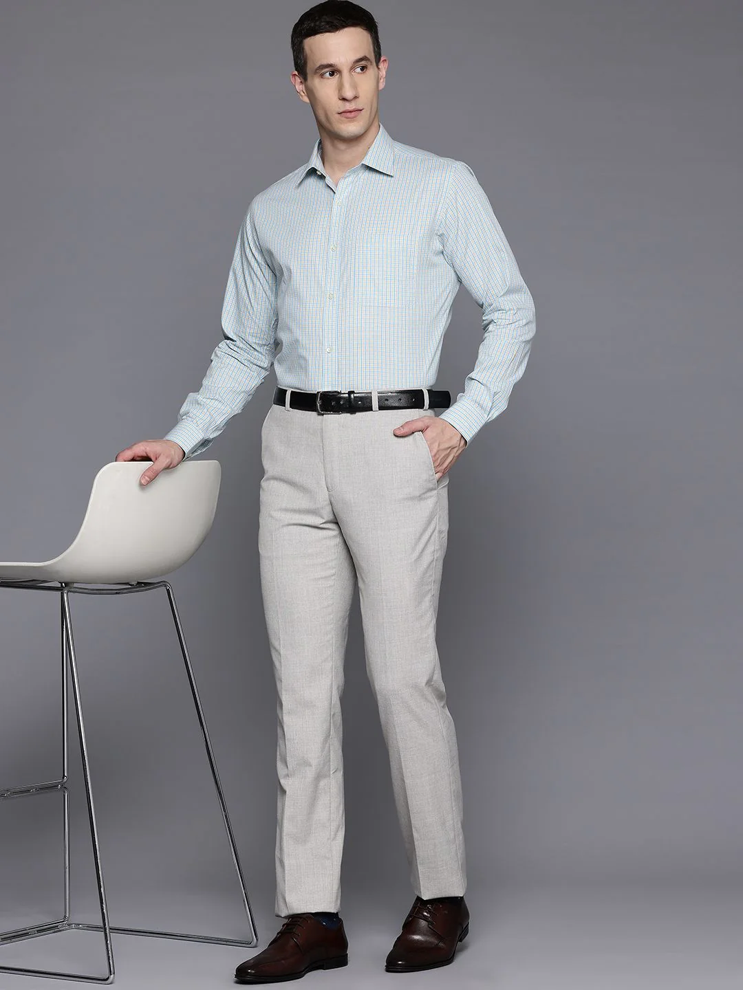 Raymond Pure Cotton Slim Fit Checked Formal Shirt - Image 6