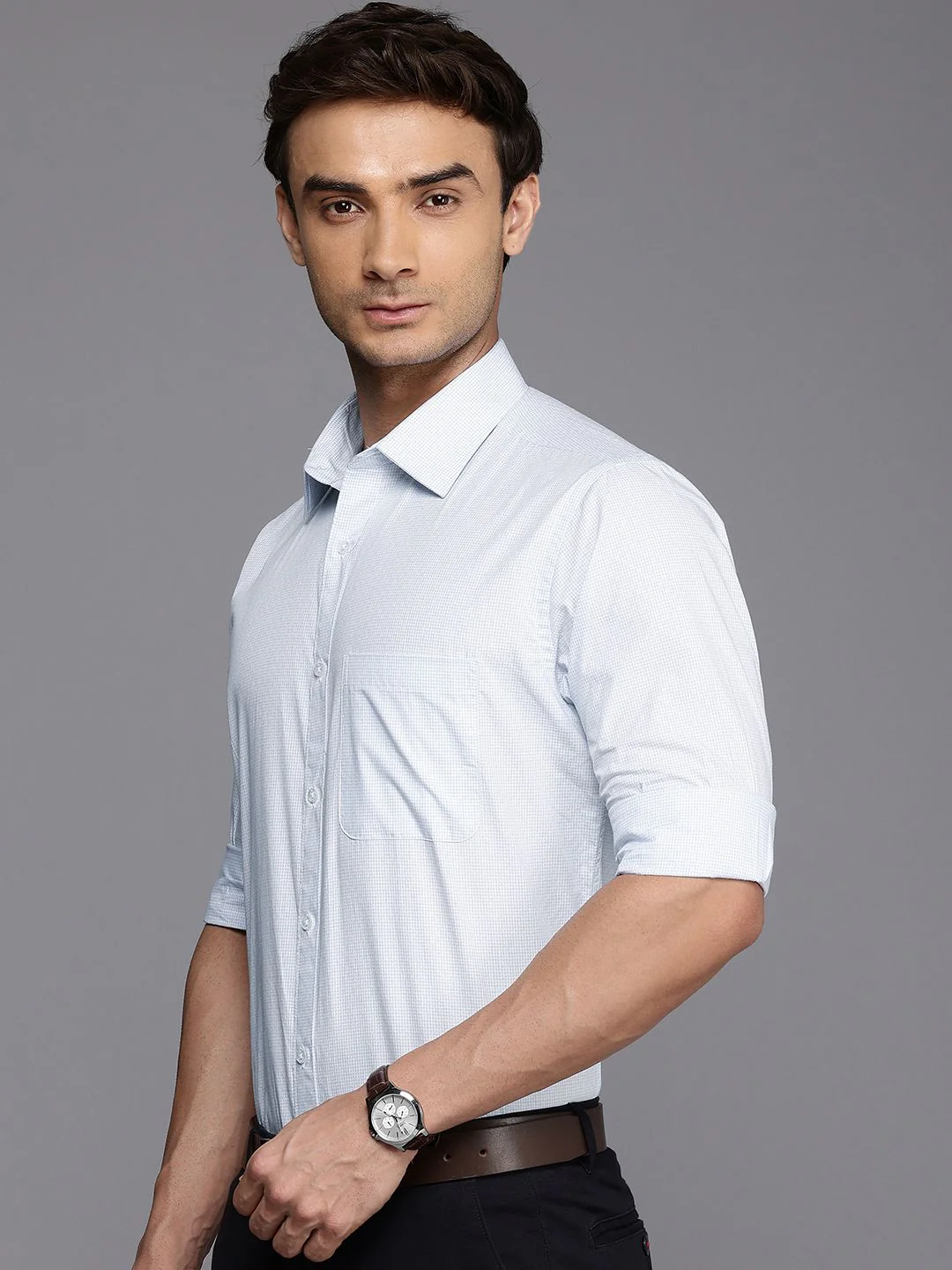 Raymond Pure Cotton Slim Fit Micro Checks Opaque Formal Shirt - Image 5