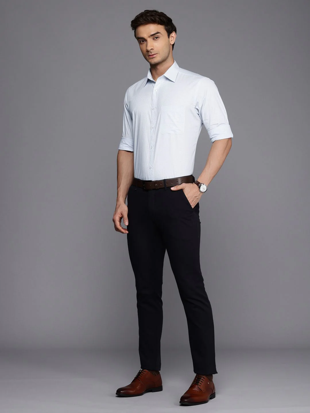 Raymond Pure Cotton Slim Fit Micro Checks Opaque Formal Shirt - Image 6