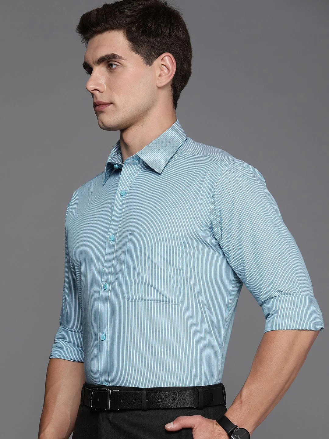 Raymond Pure Cotton  Slim Fit Striped Formal Shirt - Image 5