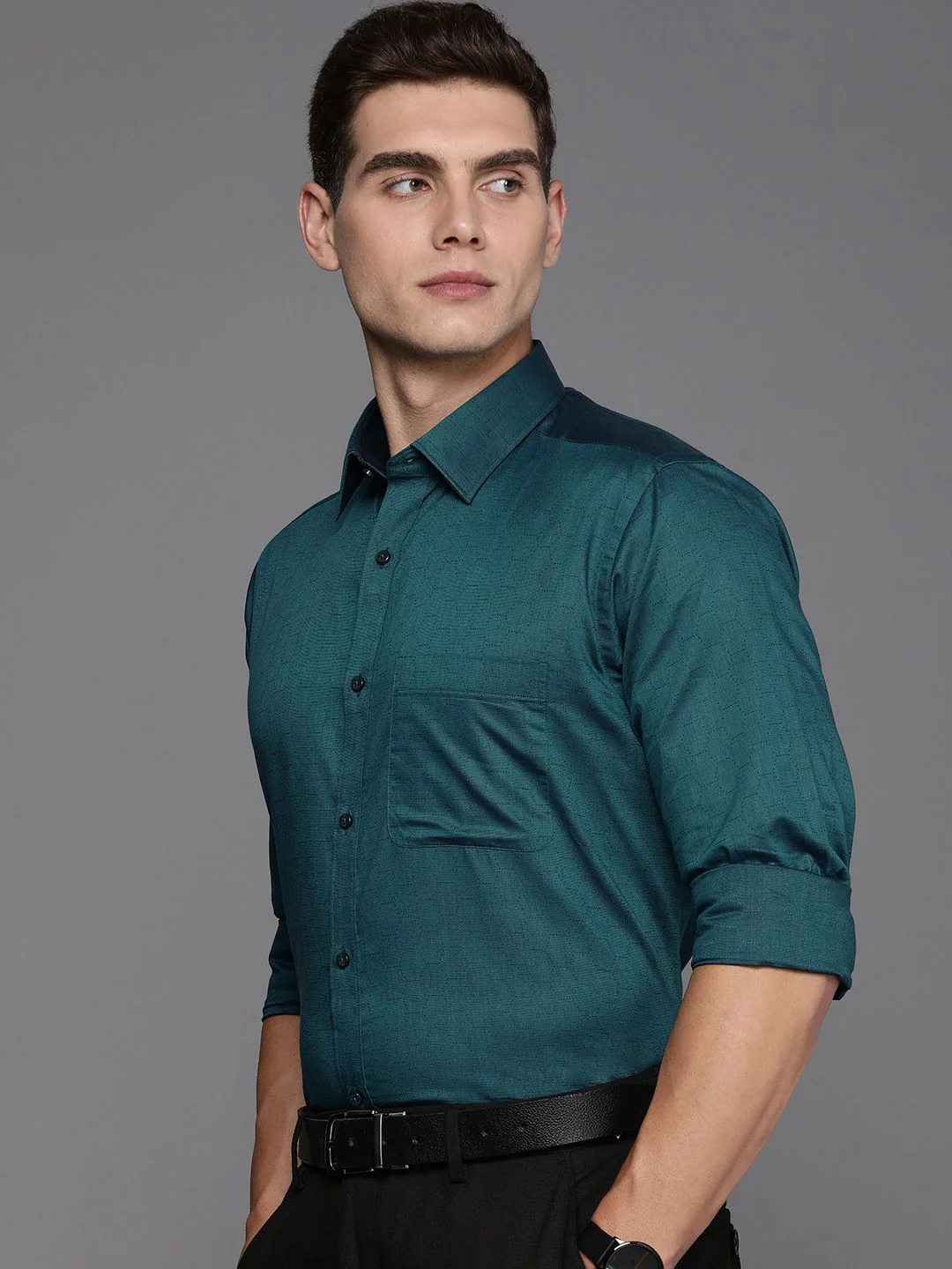 Raymond Pure Cotton Textured Slim Fit Opaque Formal Shirt - Image 5