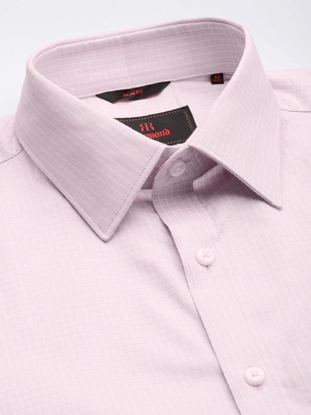 Raymond Self Design Checked Slim Fit Pure Cotton Formal Shirt - Image 2