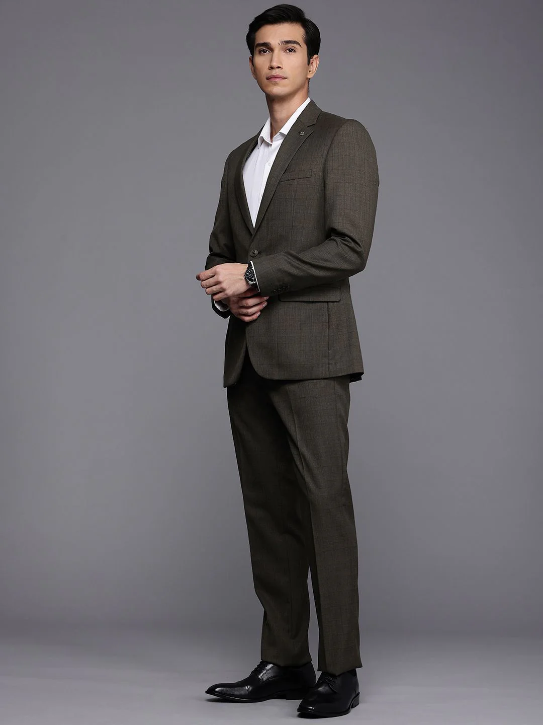 Raymond Self Design Notched Lapel Single-Breasted Formal 2 Piece Suits - Image 4