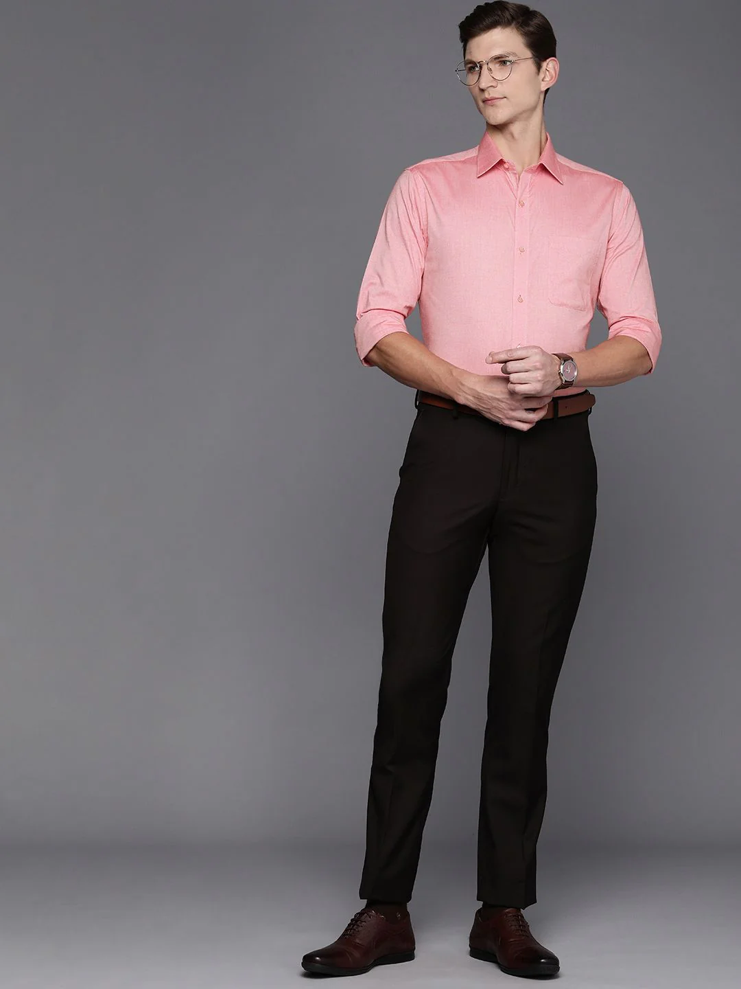 Raymond Self Design Slim Fit Pure Cotton Formal Shirt - Image 6