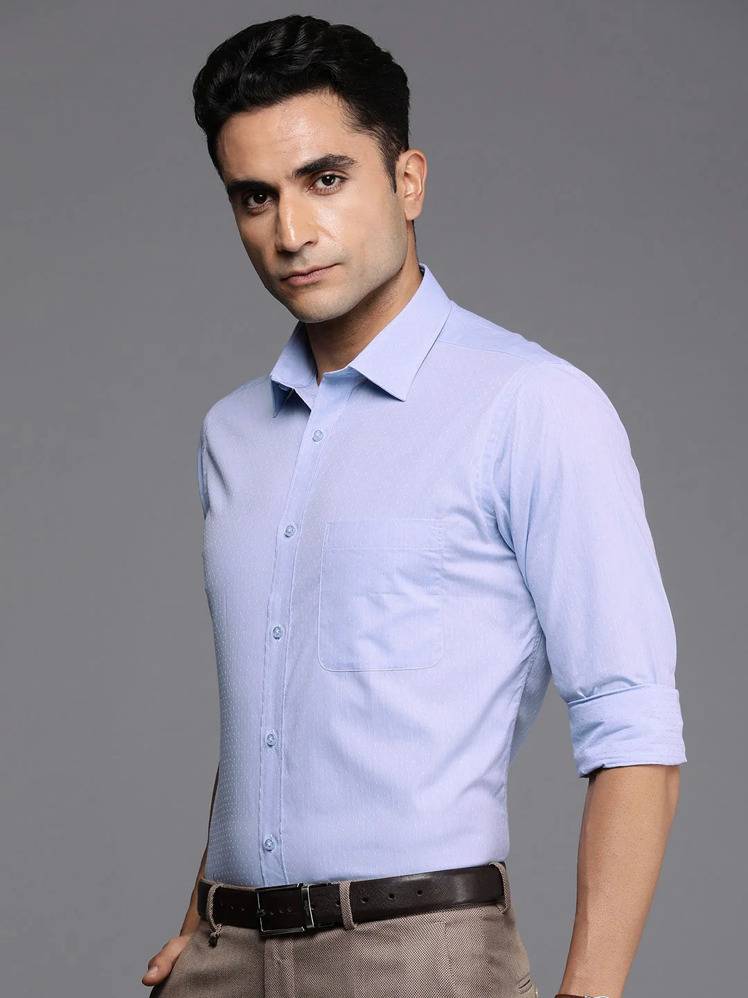 Raymond Self Design Slim Fit Pure Cotton Formal Shirt - Image 5