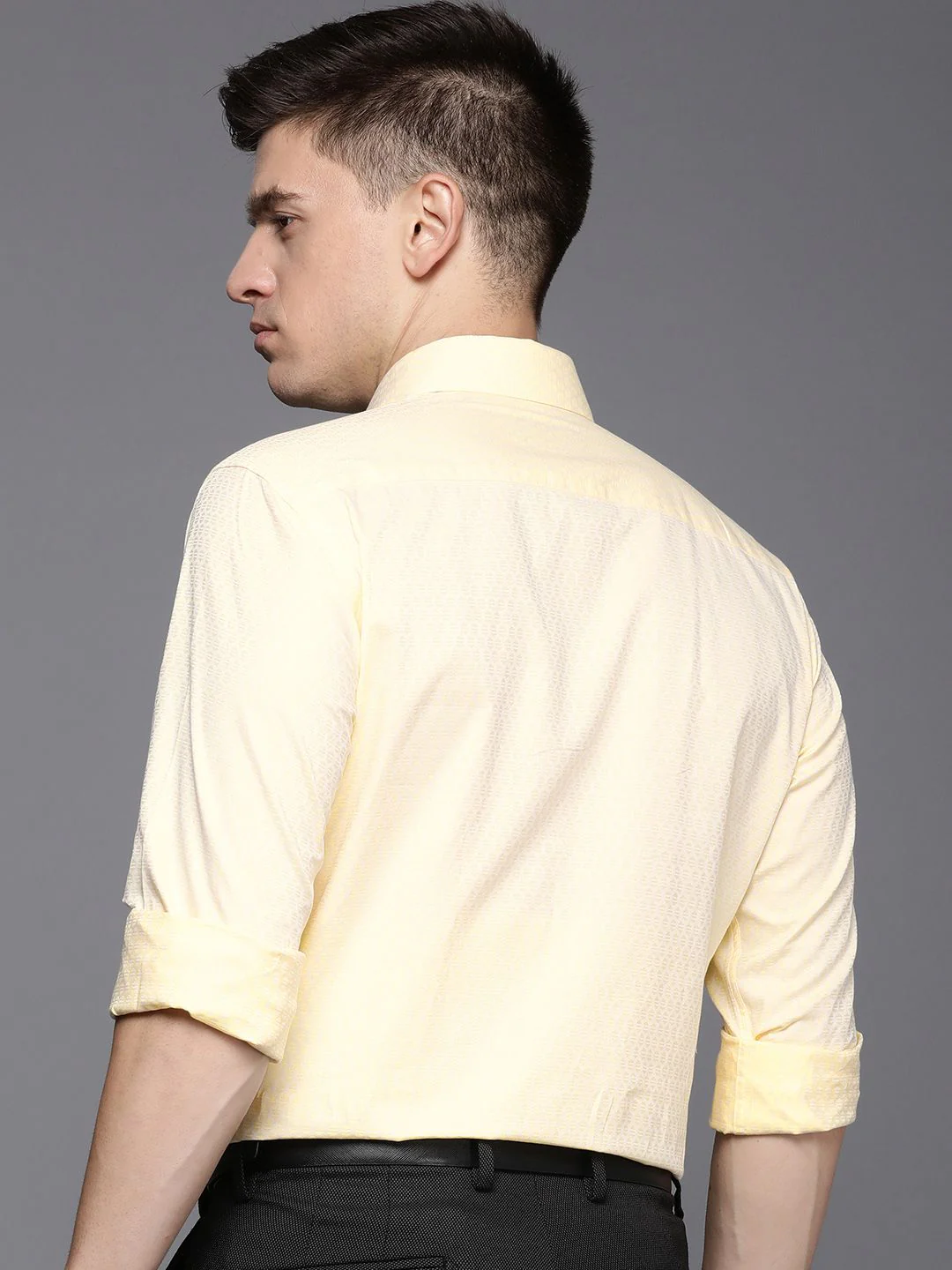 Raymond Self Design Textured Pure Cotton Slim Fit Formal Shirt - Image 4