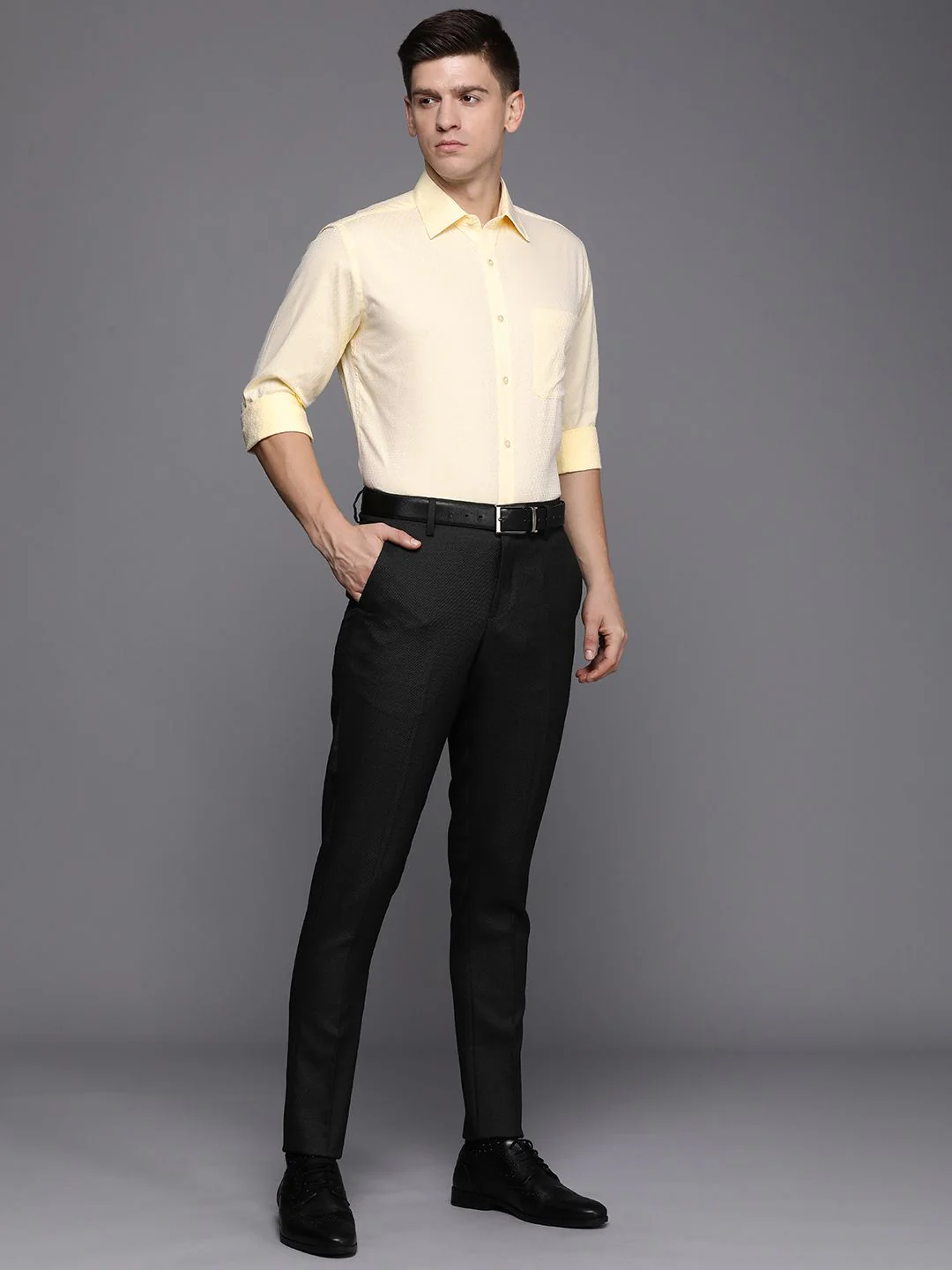 Raymond Self Design Textured Pure Cotton Slim Fit Formal Shirt - Image 6