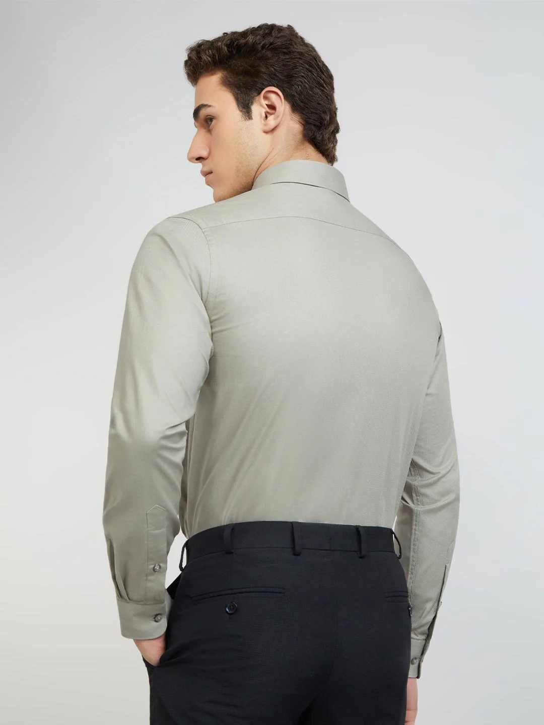 Raymond Self Design Textured Slim Fit Pure Cotton Formal Shirt - Image 4