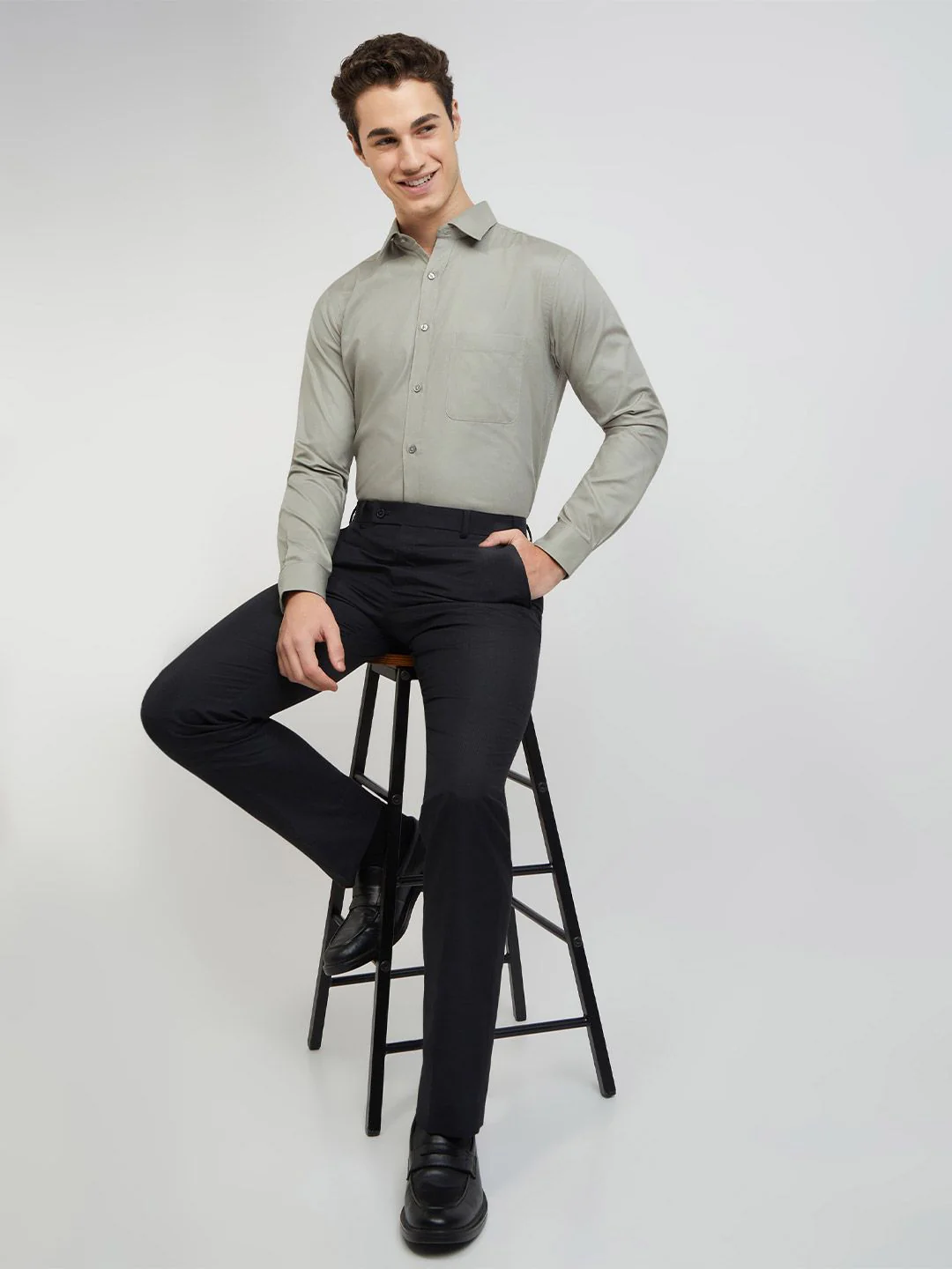 Raymond Self Design Textured Slim Fit Pure Cotton Formal Shirt - Image 6