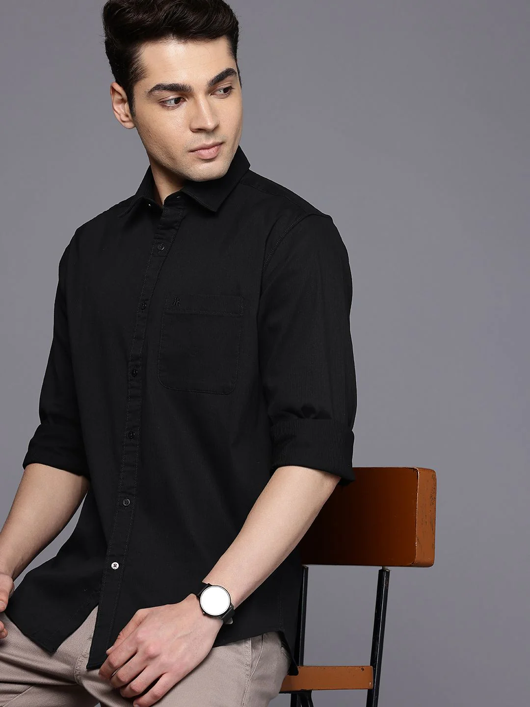 Raymond Self-Striped Slim Fit Casual Shirt
