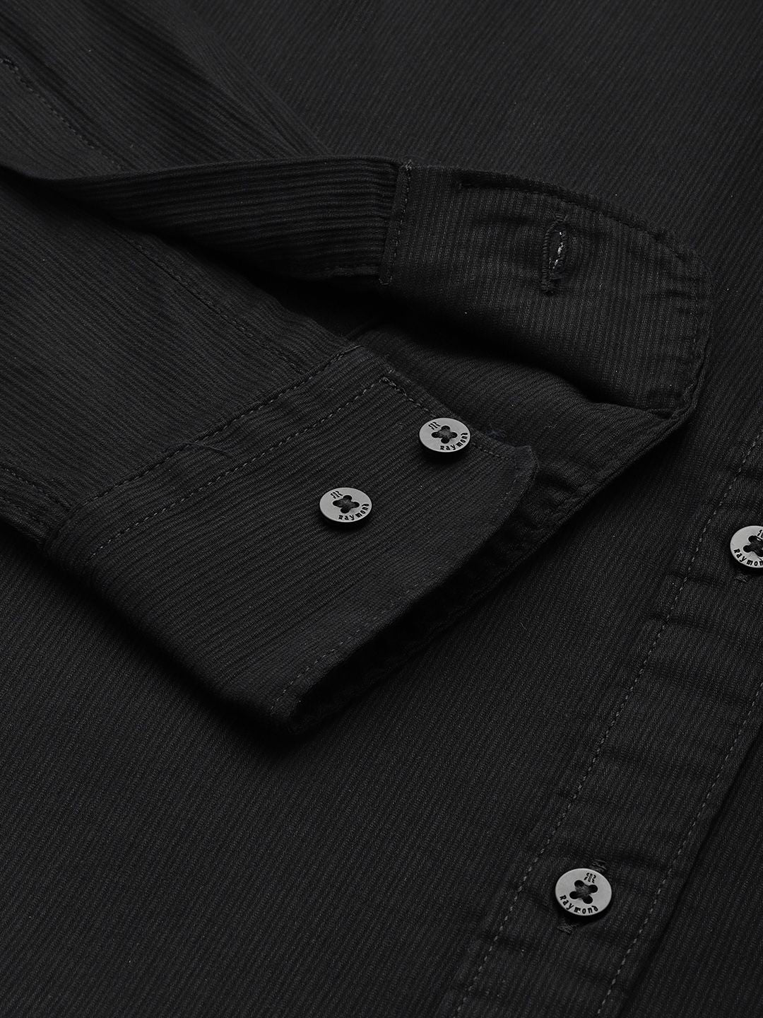 Raymond Self-Striped Slim Fit Casual Shirt - Image 3
