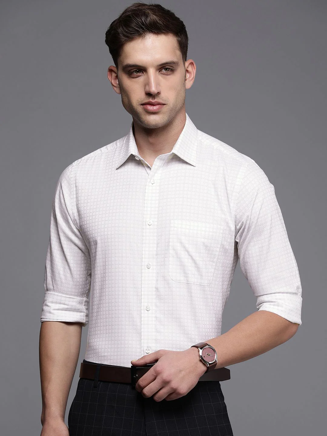 Raymond Slim Fit Checked Pure Cotton Formal Shirt