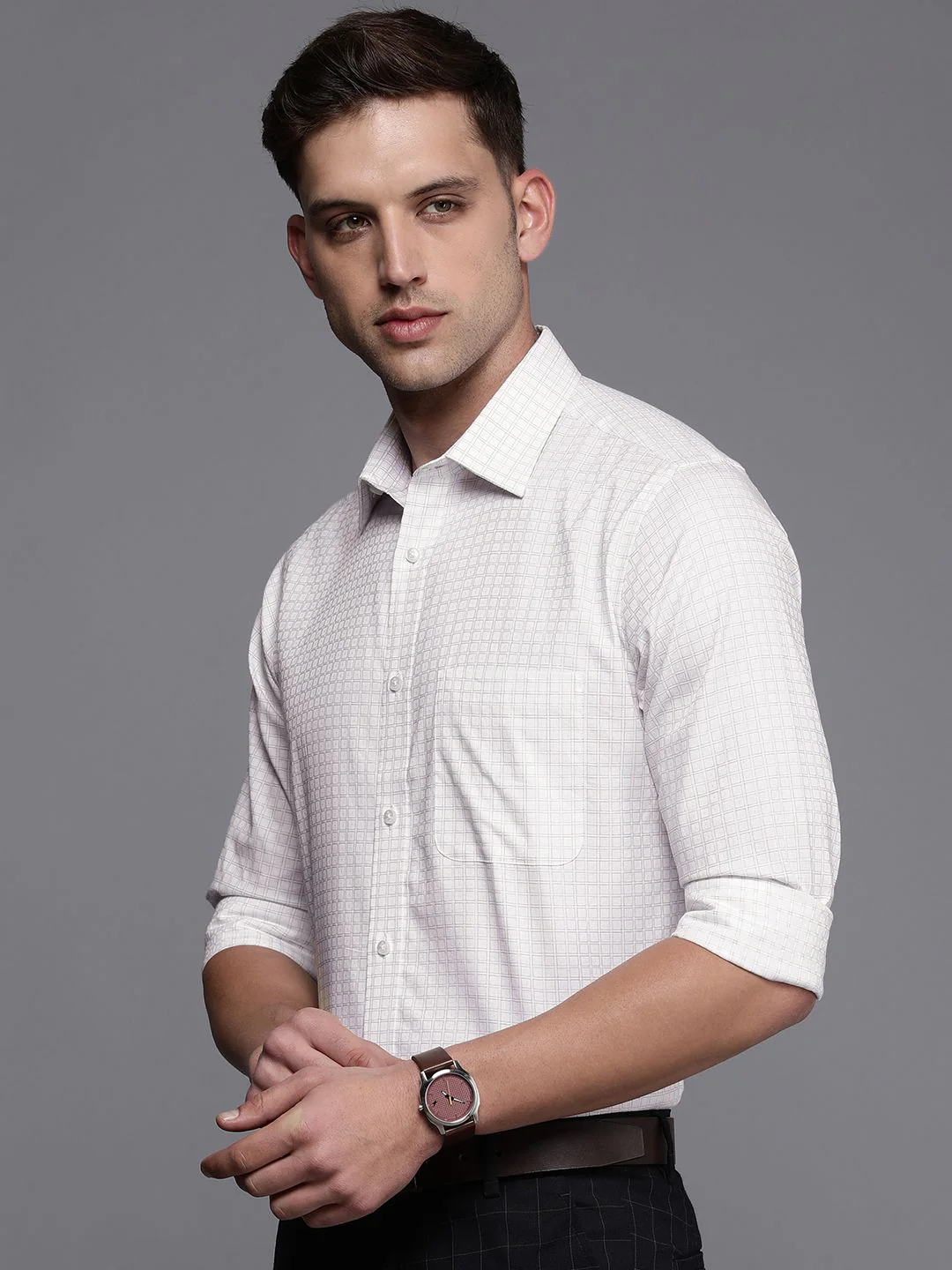 Raymond Slim Fit Checked Pure Cotton Formal Shirt - Image 5