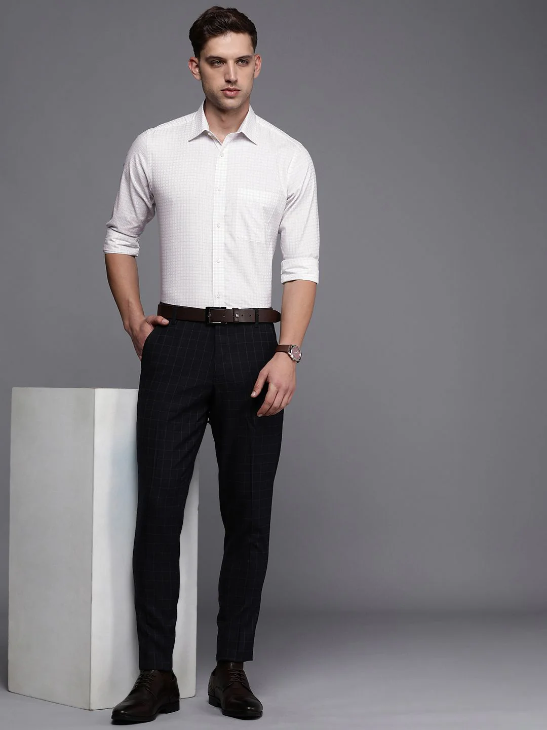 Raymond Slim Fit Checked Pure Cotton Formal Shirt - Image 6
