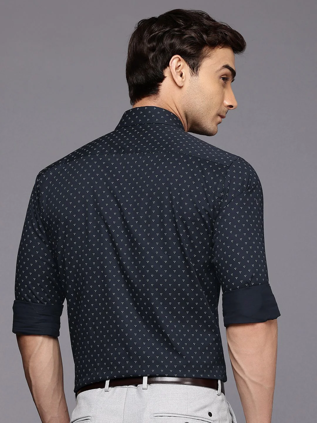 Raymond Slim Fit Geometric Printed Pure Cotton Formal Shirt - Image 4