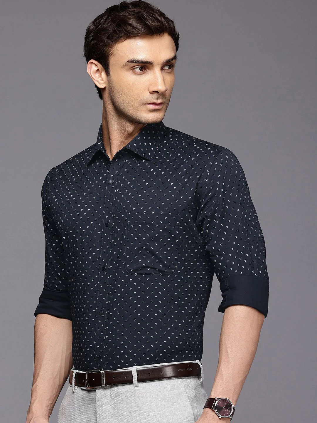 Raymond Slim Fit Geometric Printed Pure Cotton Formal Shirt - Image 5