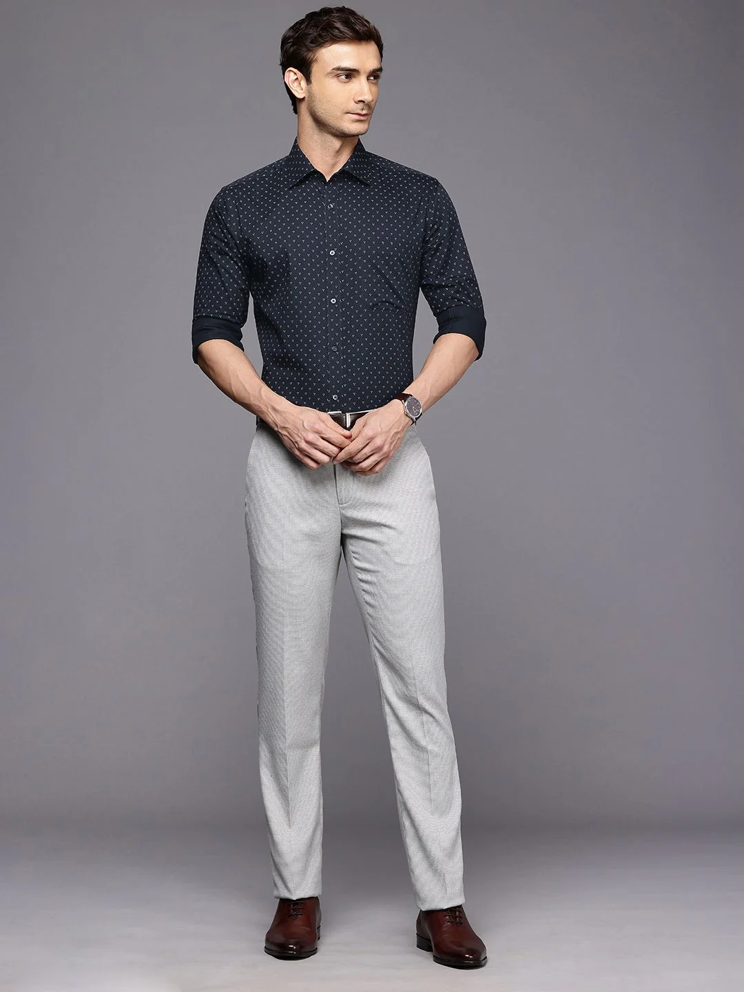 Raymond Slim Fit Geometric Printed Pure Cotton Formal Shirt - Image 6