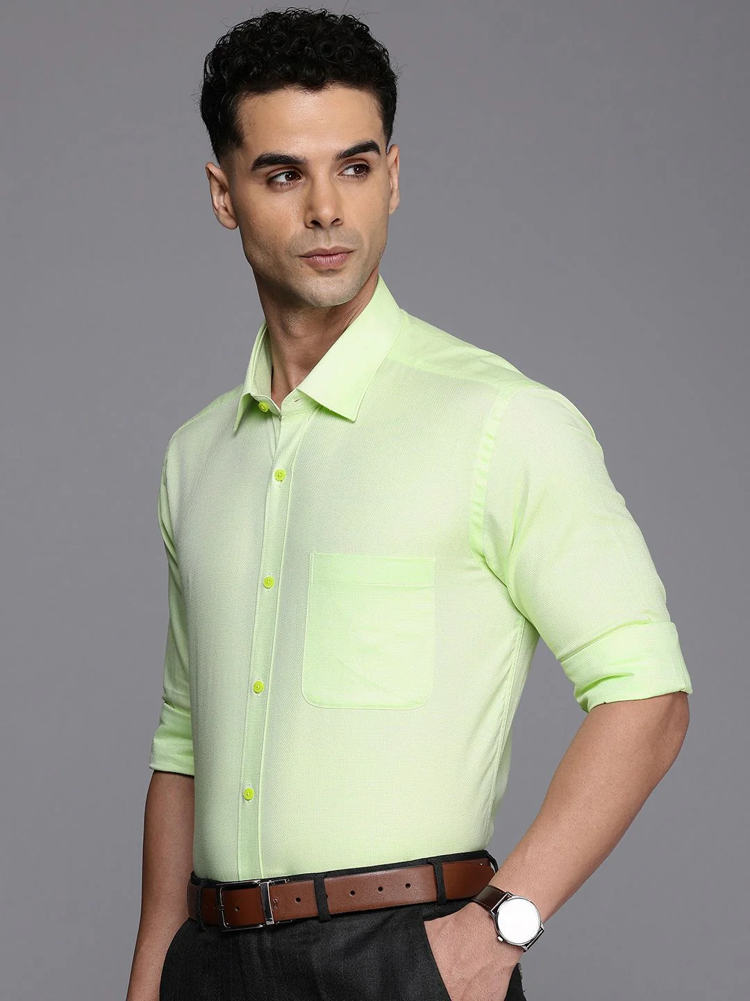 Raymond Slim Fit Geometric Self Design Pure Cotton Formal Shirt - Image 5