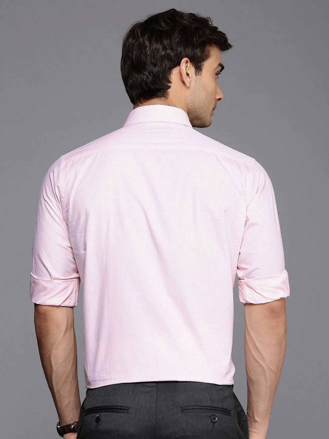 Raymond Slim Fit Micro Checks Opaque Pure Cotton Formal Shirt - Image 4