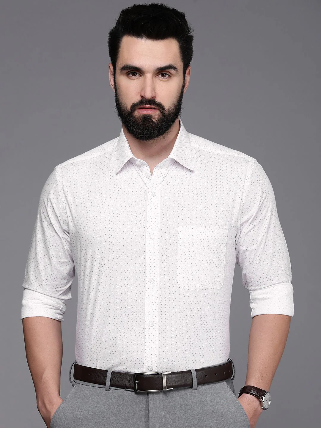 Raymond Slim Fit Printed Pure Cotton Formal Shirt - Image 5