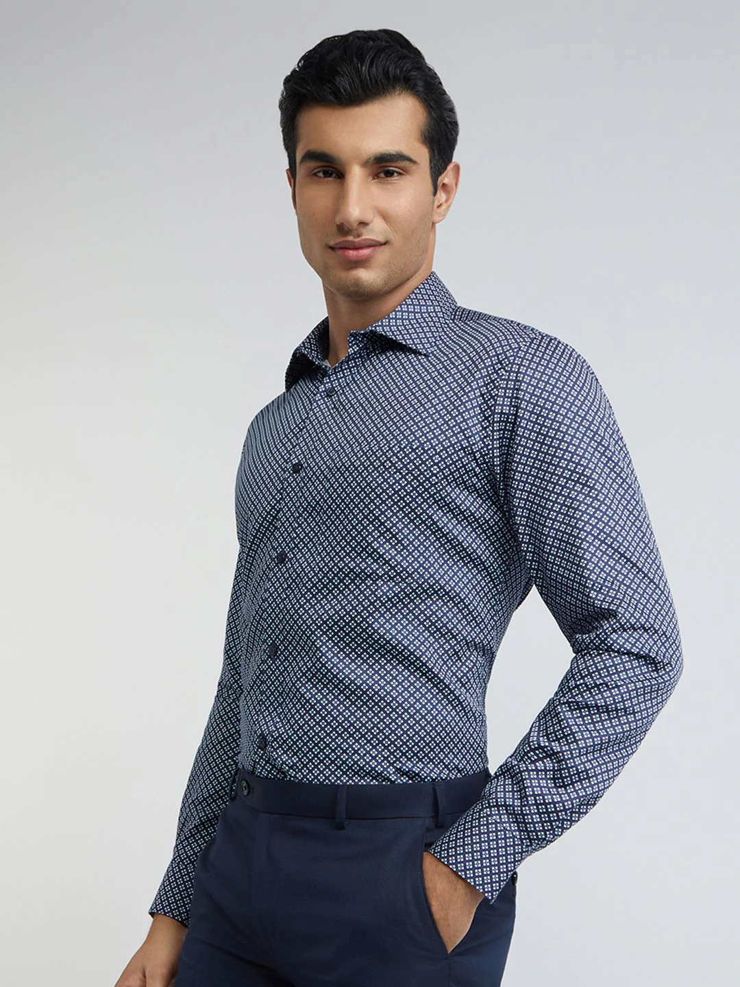 Raymond Slim Fit Pure Cotton Printed Formal Shirt - Image 5