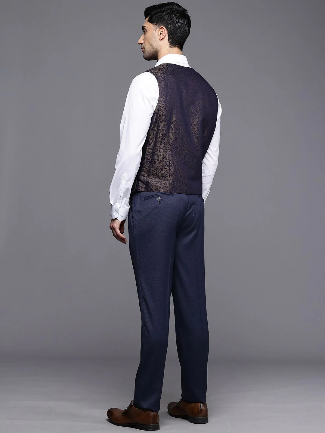 Raymond Slim Fit Self Design Notched Lapel Single-Breasted Formal 3 Piece Suits - Image 3