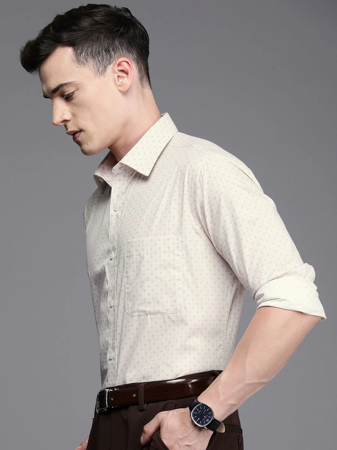 Raymond Slim Fit Striped Pure Cotton Formal Shirt - Image 5