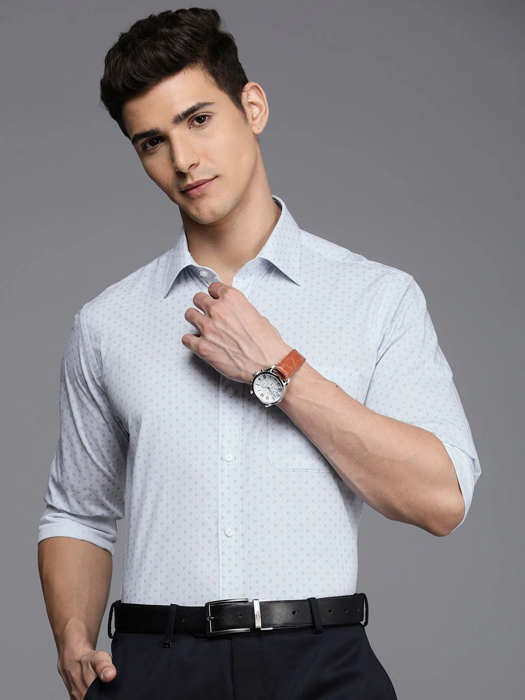 Raymond Slim Fit Striped Pure Cotton Formal Shirt - Image 5
