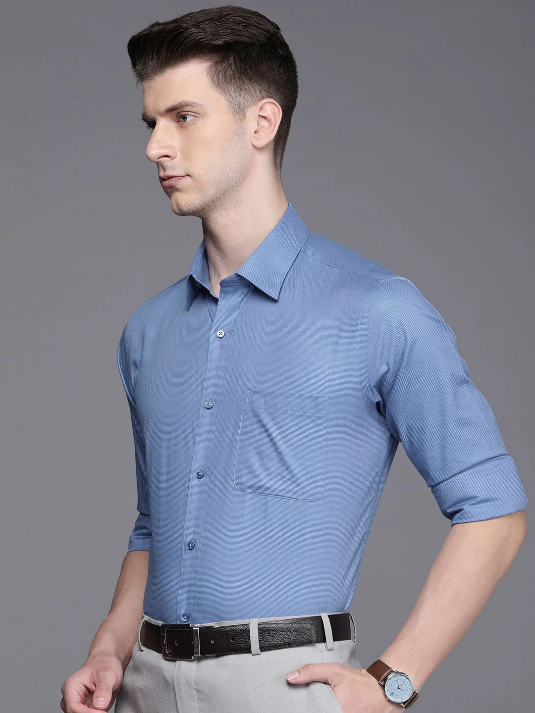Raymond Slim Fit Textured Pure Cotton Formal Shirt - Image 5