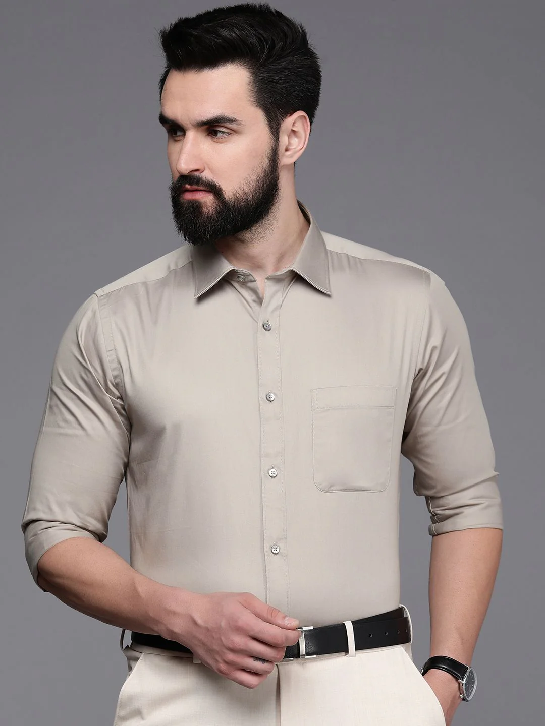 Raymond Solid Slim Fit Pure Cotton Formal Shirt - Image 5