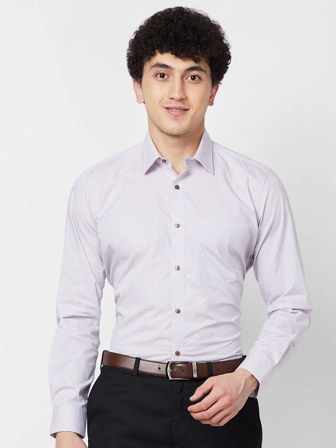 Raymond Spread Collar Long Sleeves Checked Contemporary-Fit Cotton Formal Shirt