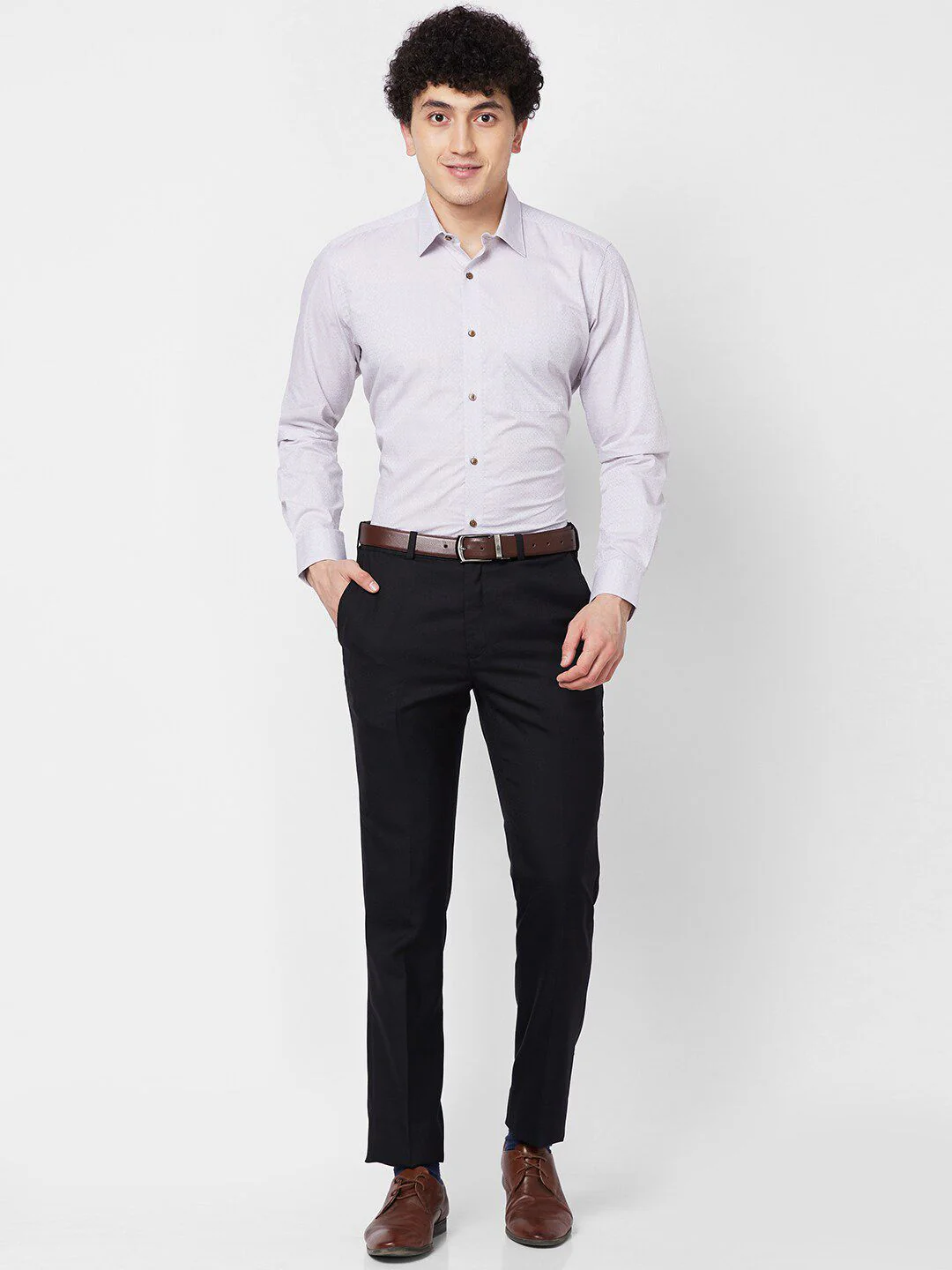 Raymond Spread Collar Long Sleeves Checked Contemporary-Fit Cotton Formal Shirt - Image 6